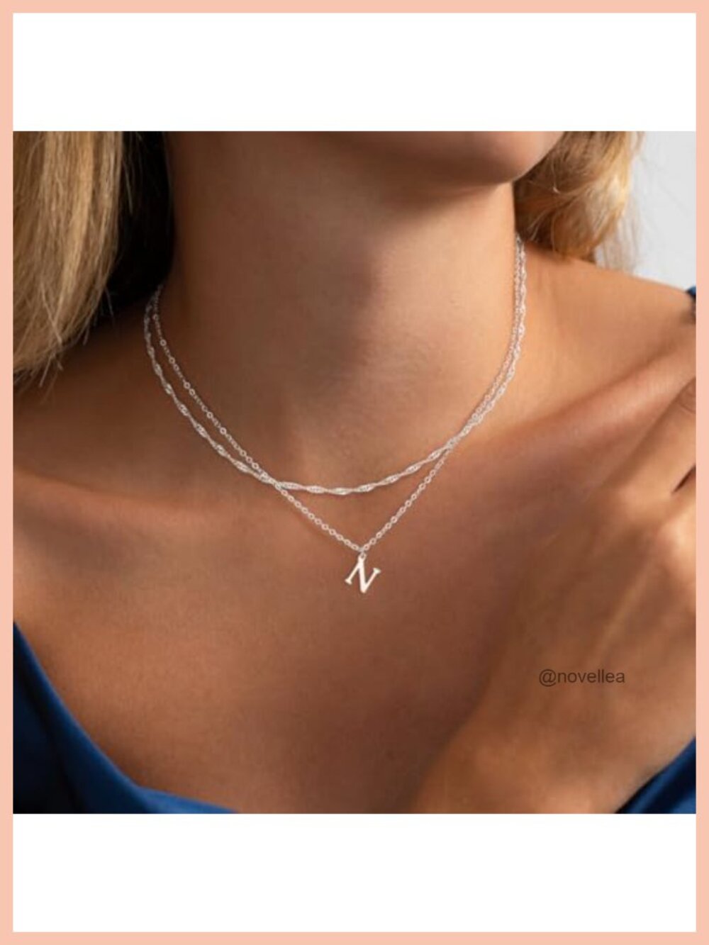 14K Gold Plated Initial Necklace Layered Letter Pendant Dainty Choker Gift - Picture 2 of 6